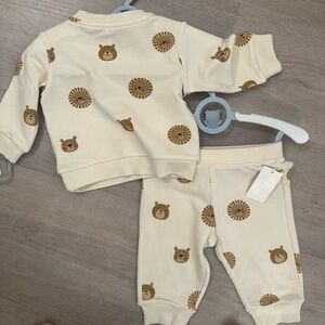 Off-White Cream and Brown Kids Animal Print Set
